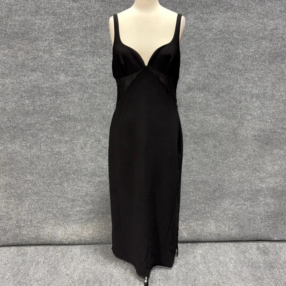 BEC + BRIDGE Dress Womens 8 Black V Neck Lace Panel Slip Maxi Side Slit